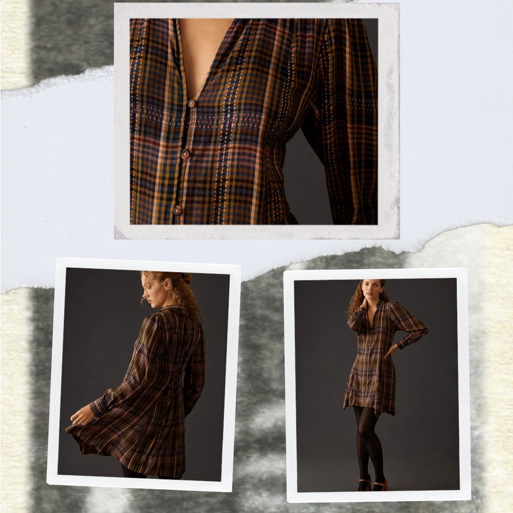 Anthropologie - Pilcro Plaid Long Sleeve Mini Shirt Dress